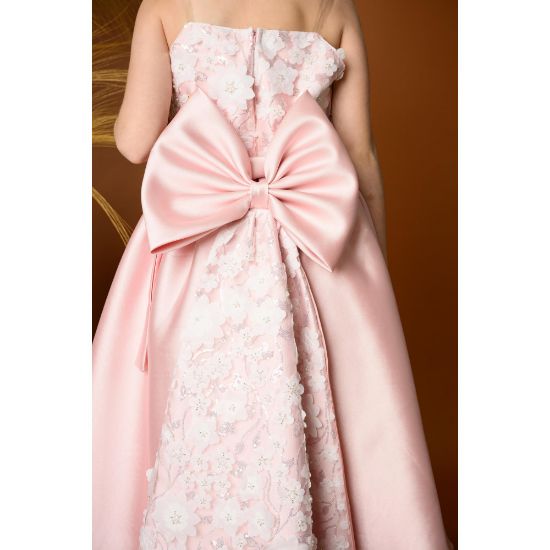 صورة فستان سهرة بناتي مع ذيل طويل بتصميم فاخر - 800